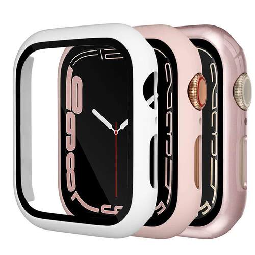 Tempered Glass+ cover For Apple Watch Case series 9 8 7 41m