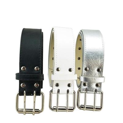 PU Leather Adjustable Fashion Double Grommet Belt Rock Motor