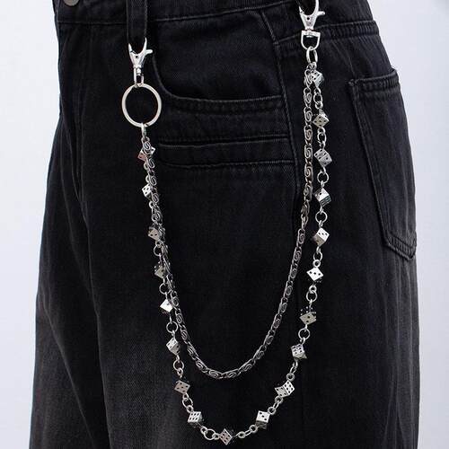 Metallic trend double-layer chain pants chain 双层链条裤链