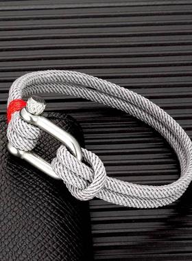 MKENDN Men Black Stainless Steel U shape Survival Bracelet O