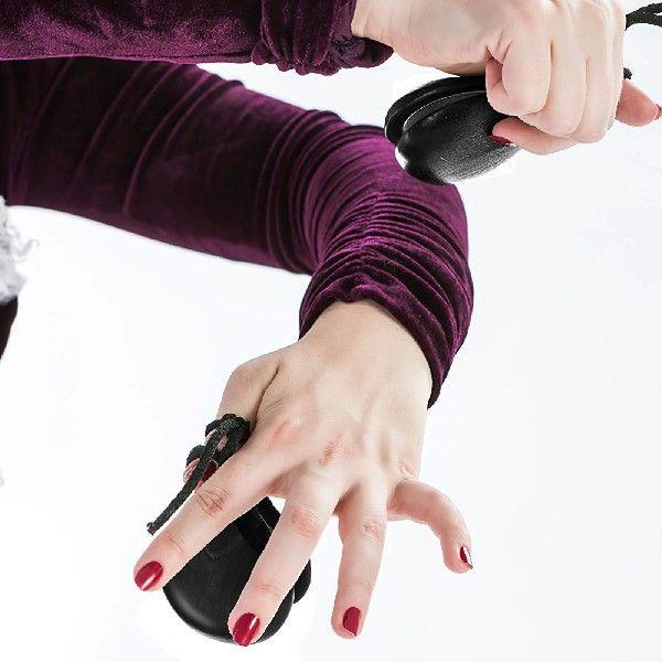 Wooden Spanish Castanets Black Percussion Instrument Make