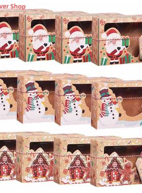 3/6/9/12pcs Kraft Paper Candy Boxes Merry Christmas Cookie G