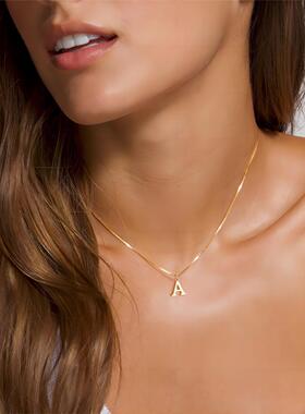 26 English letters necklace golden collarbone chain 字母项链