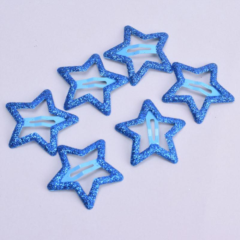 20pcs/lot 3CM Mini Star Hair Clip Kids Glitter Metal Hair Cl
