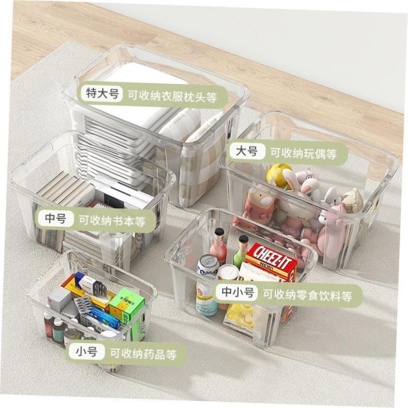 Large Transparent plastic storage box front open Toy clothes