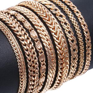 20cm 585 Rose Gold Color Bracelet For Women Men Curb Snail