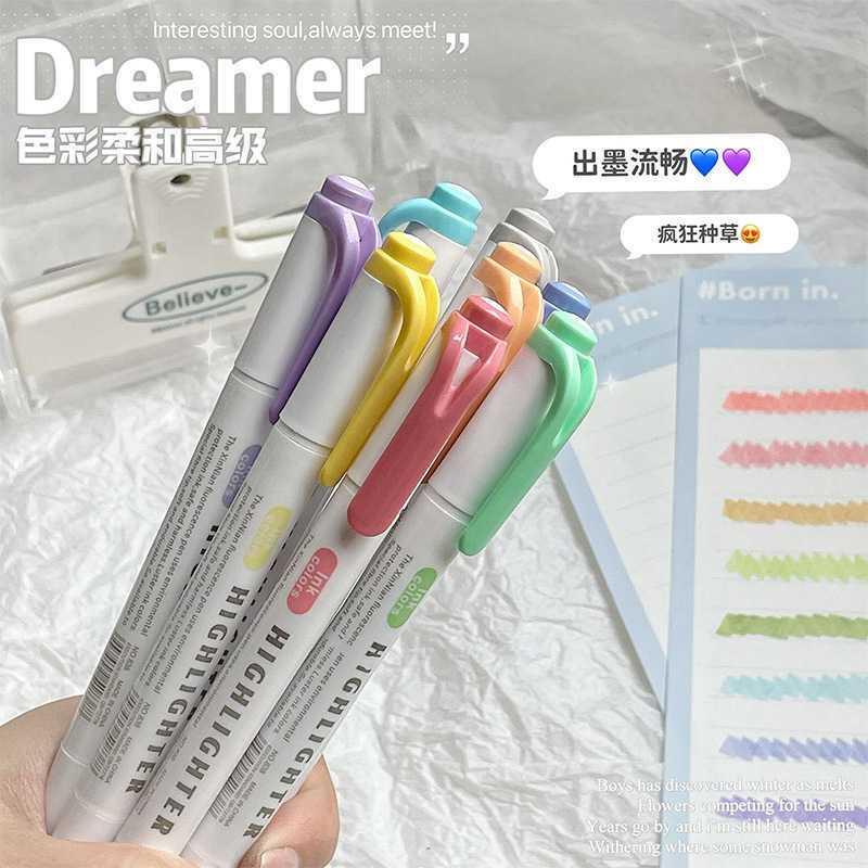 candy color double-headed highlighter marker pen双头荧光笔