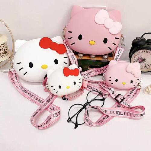 Bags for Women Kitty Crossbody Bag for Girls Pink White Cut