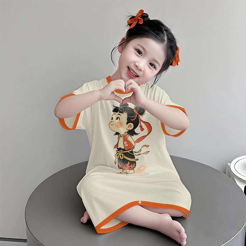 夏天小女童连体睡裙莫代尔空调服