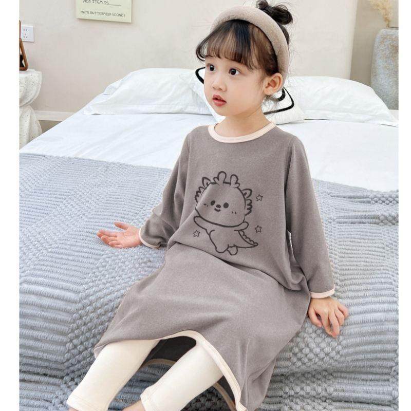 女童连体睡裙德绒保暖暗扣家居服