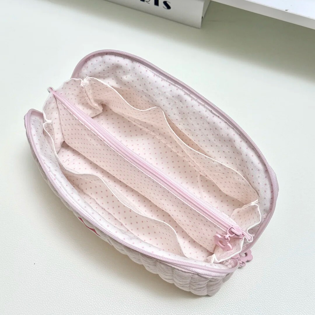 26新款少女粉ins波点笔袋高颜值大容量多隔层学生文具收纳铅笔盒