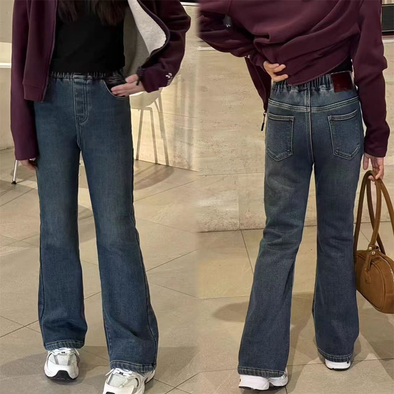 女童修身显瘦弹力牛仔微喇裤