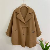 上衣中老年女装 秋冬双面毛呢外套洋气大码 气质大衣 2025新款 妈妈装