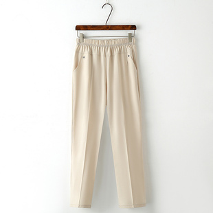 中年妈妈洋气裤子夏季薄款冰丝裤中老年人女装大码爆款奶奶直筒裤