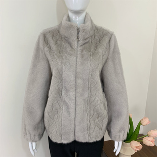 妈妈秋冬装水貂绒保暖外套2025新款洋气中老年女装仿皮草短款大衣