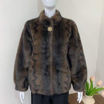 妈妈秋冬装短款水貂绒皮草外套女