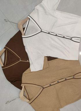 商场同款Elva Island短袖针织衫女夏薄款休闲短袖T恤上衣