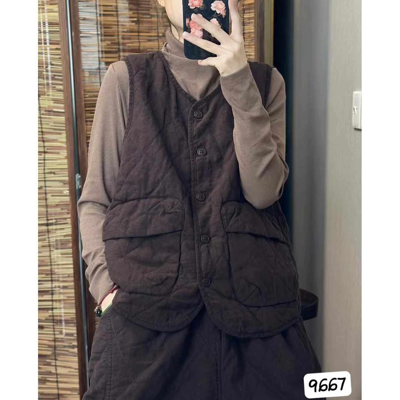 9667希哦正品麻棉秋新款加厚保暖宽松百搭休闲马甲女款图片