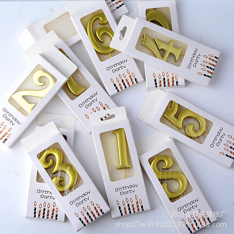 大号金色数字蜡烛0~9镀金