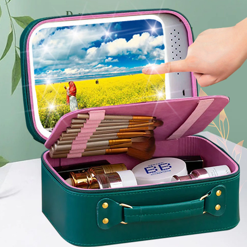 带led灯化妆品收纳盒大容量化妆包时尚化妆箱旅行送情人礼物镜子