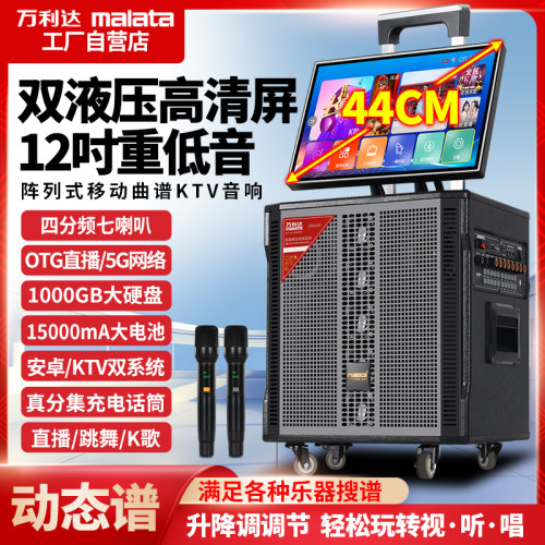 万利达K歌音响19寸高清触屏动态谱12寸重低音家庭户外KTV一体机
