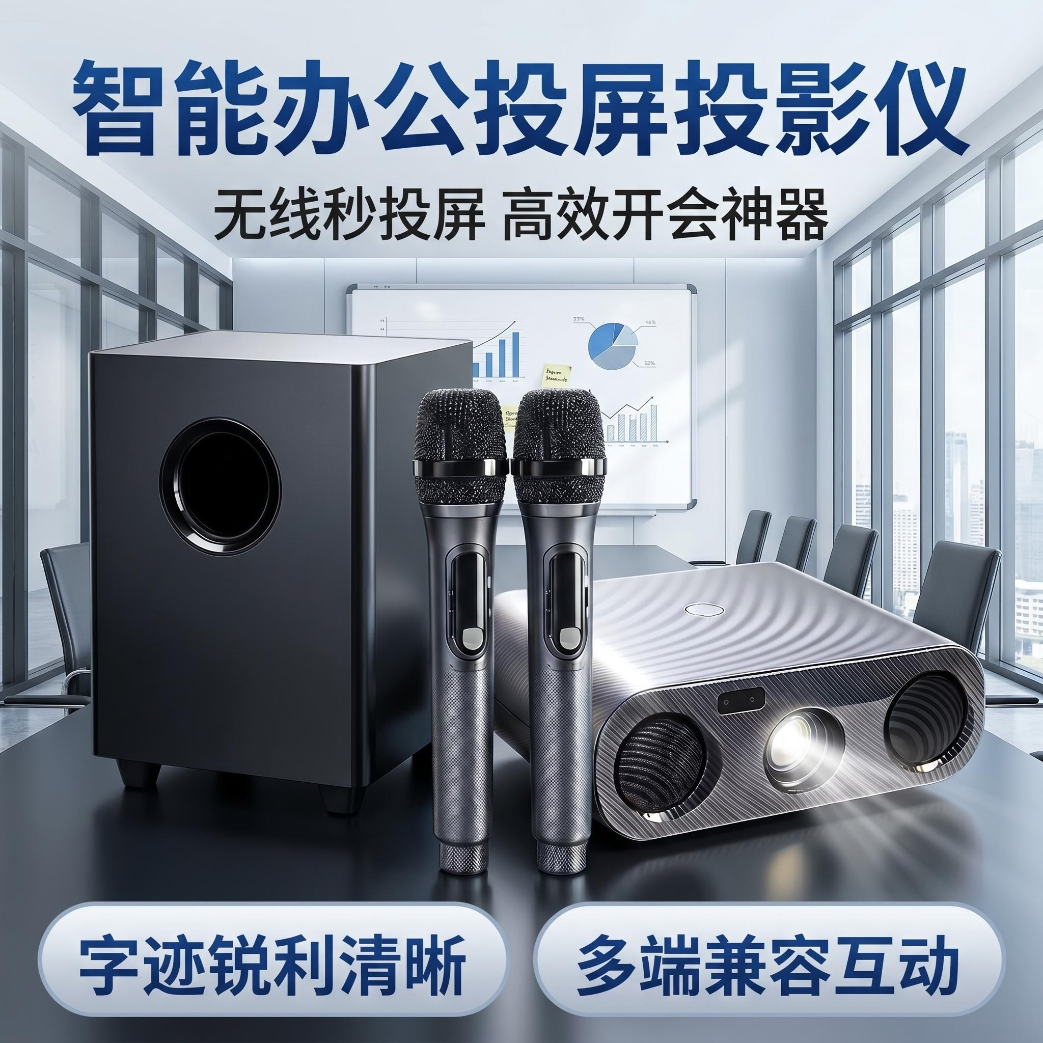 K歌投影仪卡拉ok一体机4k超高清2026新款家庭影院智能投影机送K歌会员大功率低音影院级音效听歌观影两用整套
