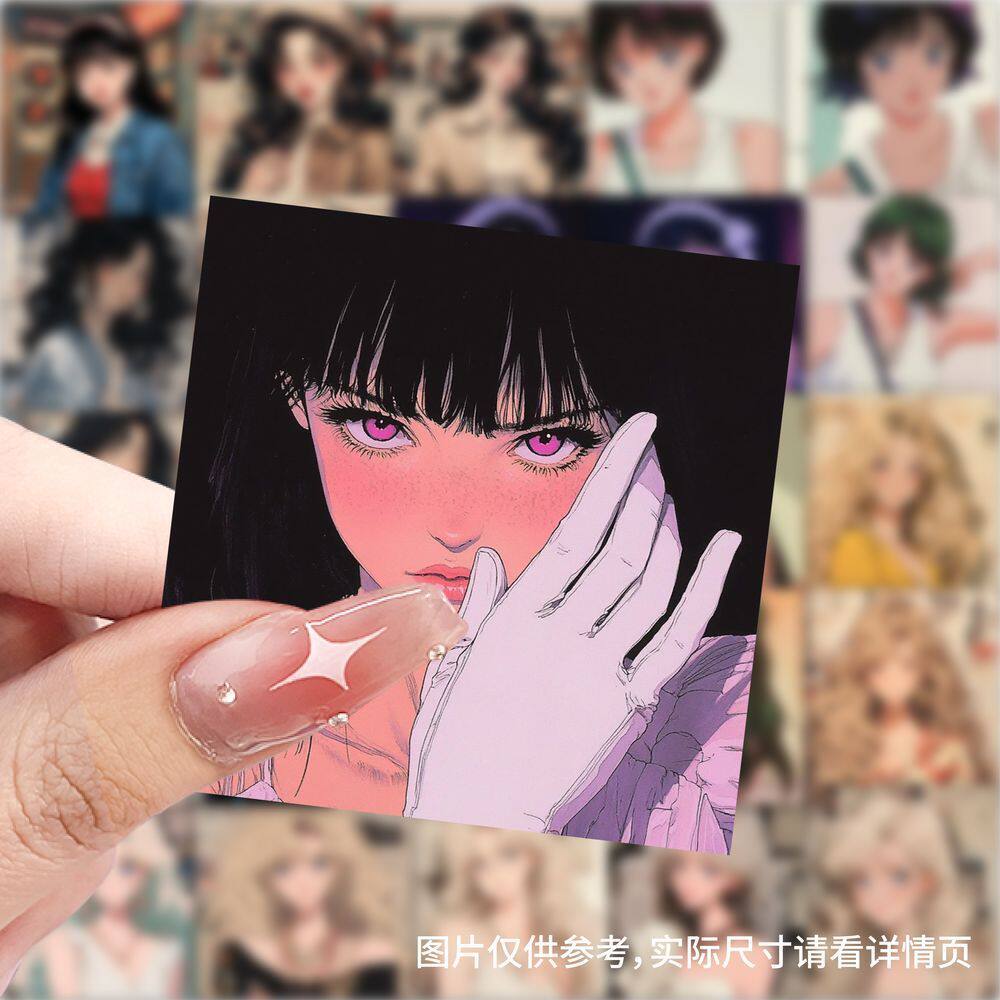 港风动漫女生头像贴纸周边二次元装饰高颜值diy手机手账防水贴画