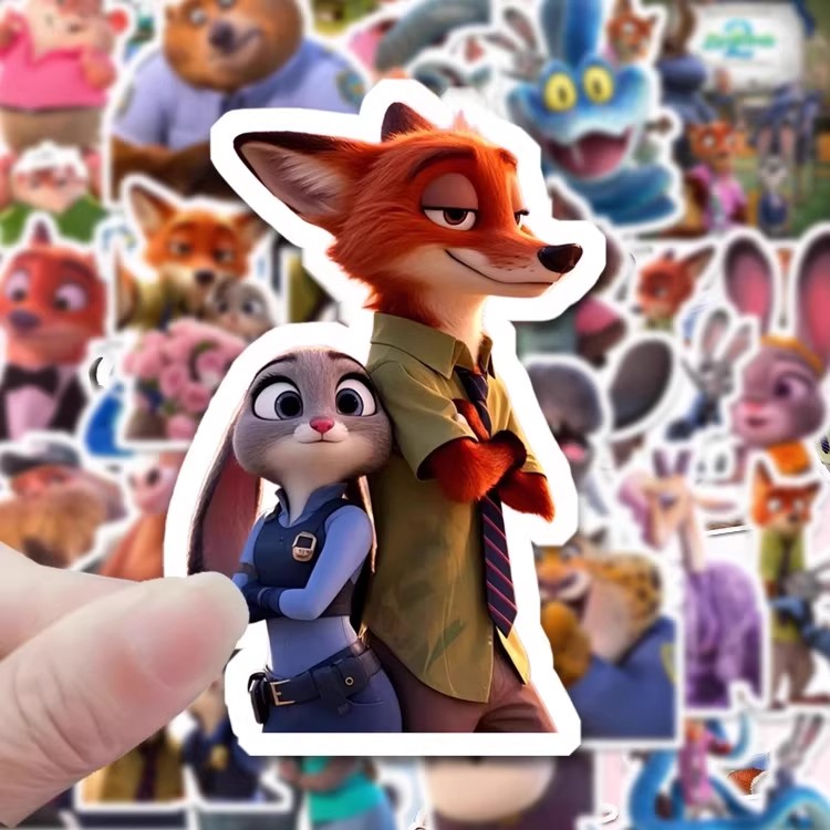 55张爆款朱迪尼克贴纸动漫周边疯狂动物城可爱装饰防水标签小贴画