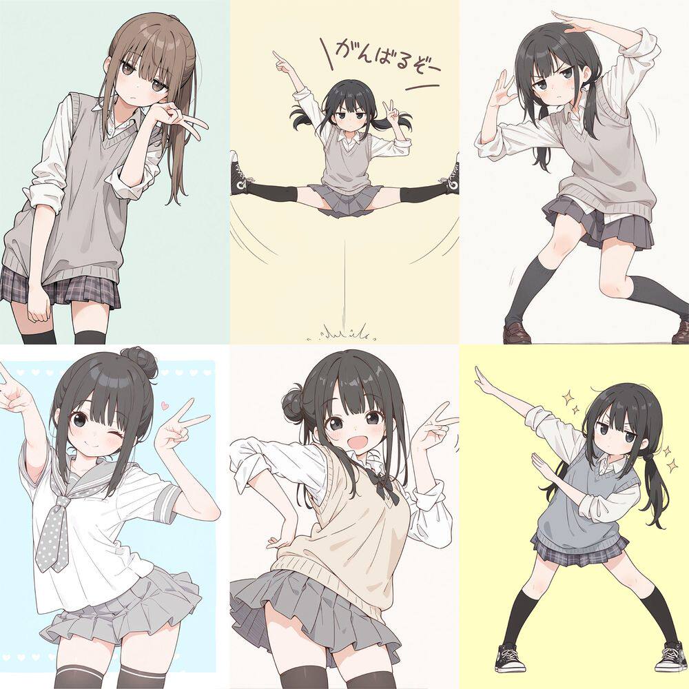 卡通动漫少女贴纸二次元可爱学生少女心装饰贴动漫角色学生制服