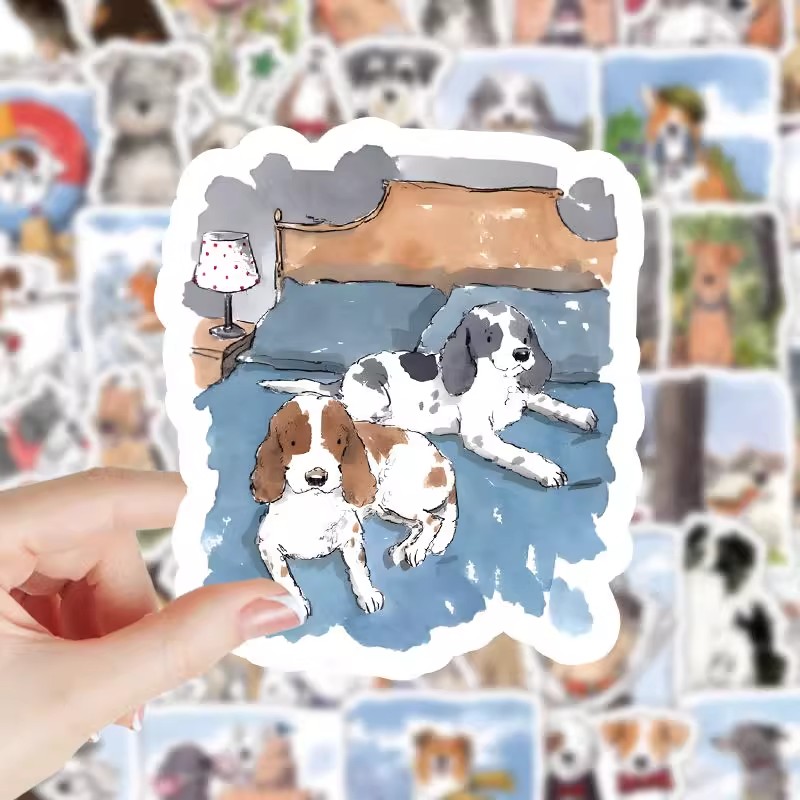 快乐修勾的ootd可爱小狗防水贴纸