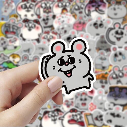 卡通Q版大鼠和美叽抽象表情贴纸