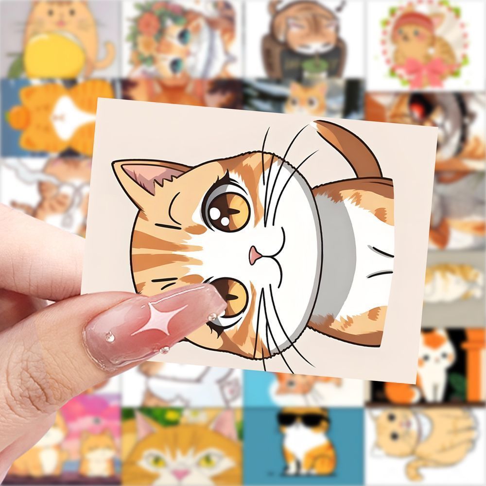 可爱卡通橘猫贴纸防水