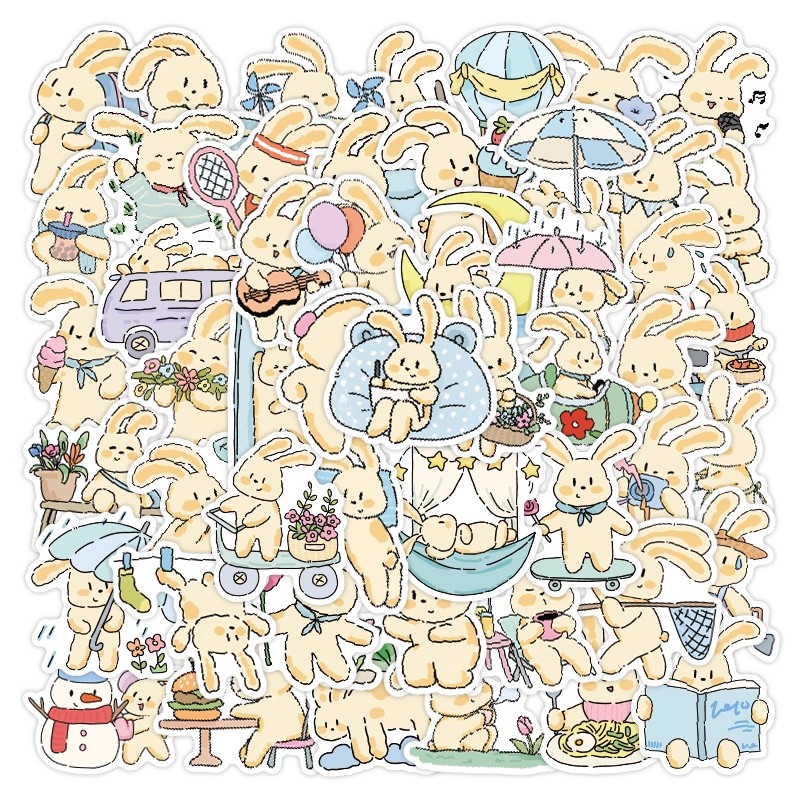 可爱小兔子日常贴纸卡通防水