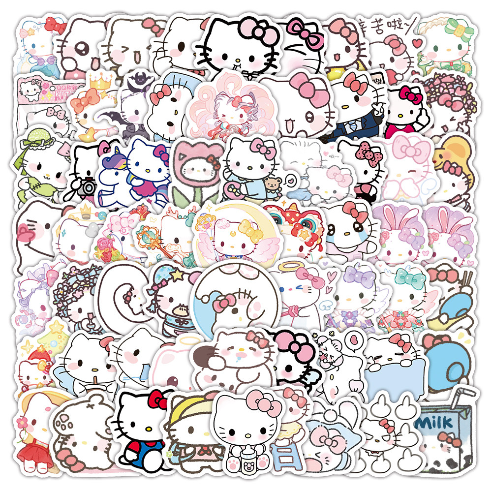 小猫103张贴纸卡通可爱创意装饰手账高颜值立体diy防水小贴画i