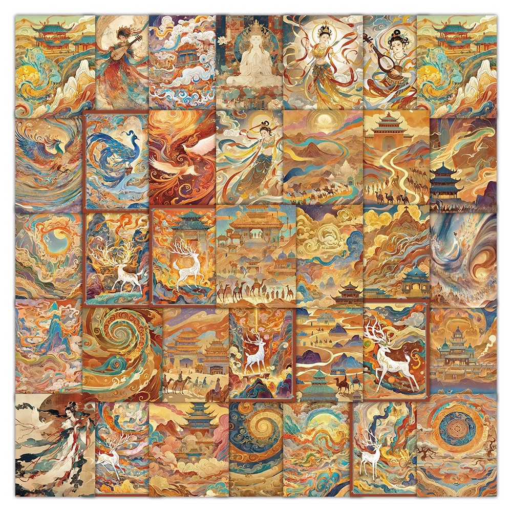 48张敦煌飞天贴纸中国传统文化