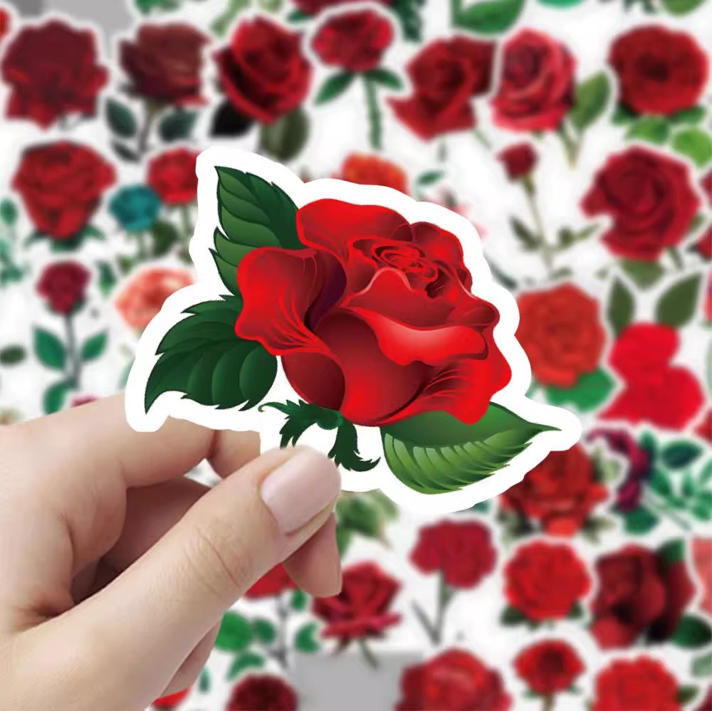 120张玫瑰花贴纸花卉创意清