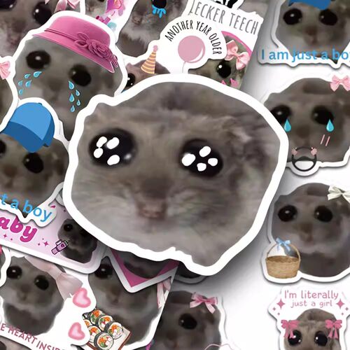 112张Sad Hamster Meme小仓鼠贴纸创意搞怪手账手机装饰防水贴画
