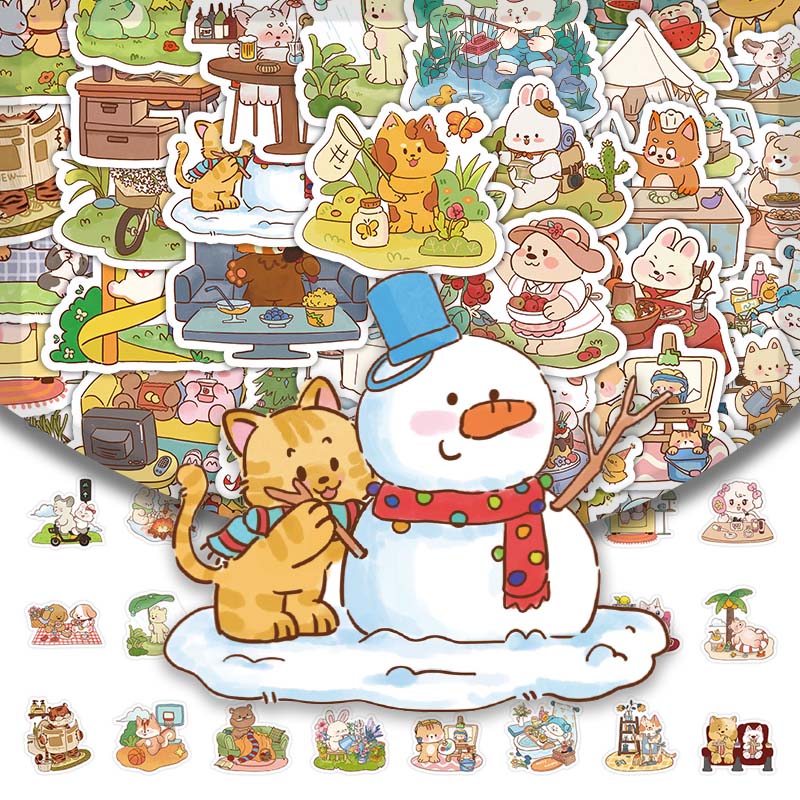 动物写实小动物的一天贴纸