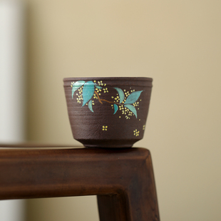 觅己紫泥手绘桂花茶杯主人杯高端个人专用单杯手工紫砂杯喝茶杯