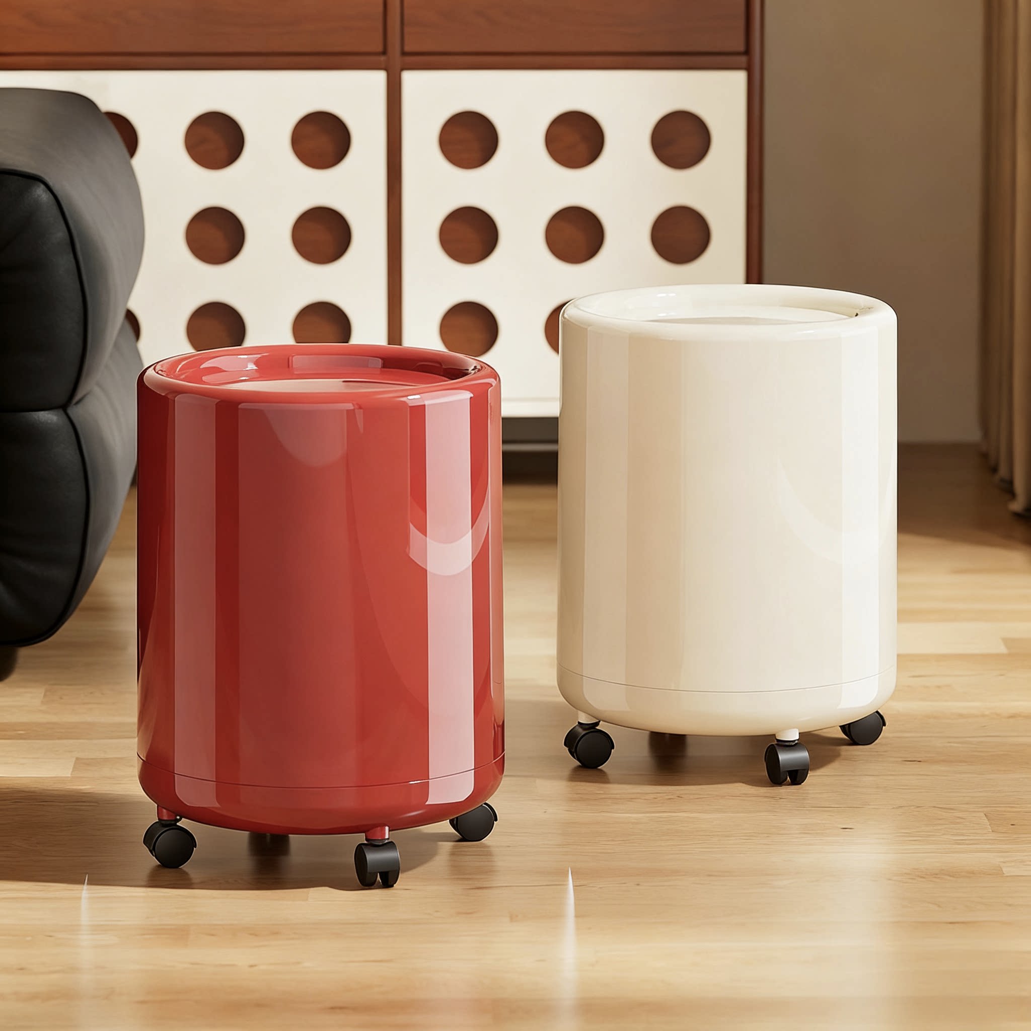 客厅垃圾桶2026新款高颜值家用轻奢高档卧室卫生间厨房带轮可移动