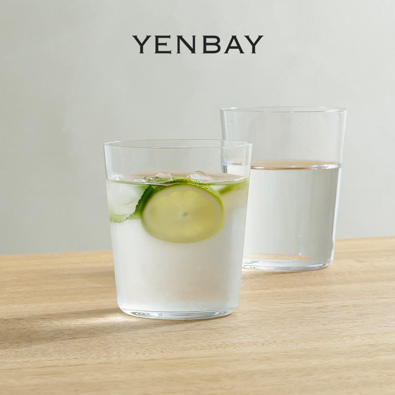 YENBAY Clearlite玻璃杯耐热水杯果汁杯手工平底杯茶杯家用啤酒杯