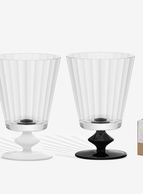 YYUN/昀 黑白红酒杯高脚手工玻璃香槟杯 法式中古杯啤酒杯子礼盒