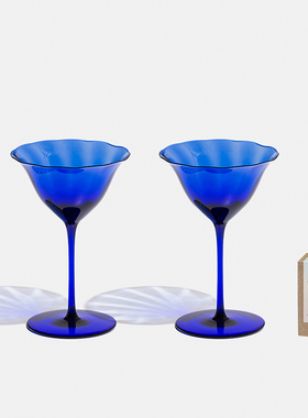 昀/YYUN 蓝色玻璃高脚杯红酒杯香槟杯鸡尾酒杯甜酒杯马提尼杯礼盒