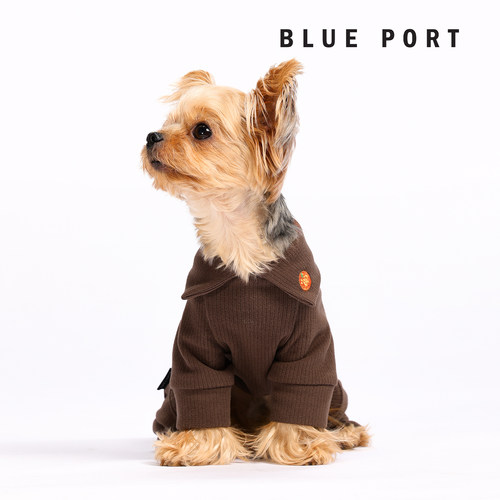 BluePort中小型犬狗狗衣服高弹力四脚衣翻领宠物猫猫打底衫