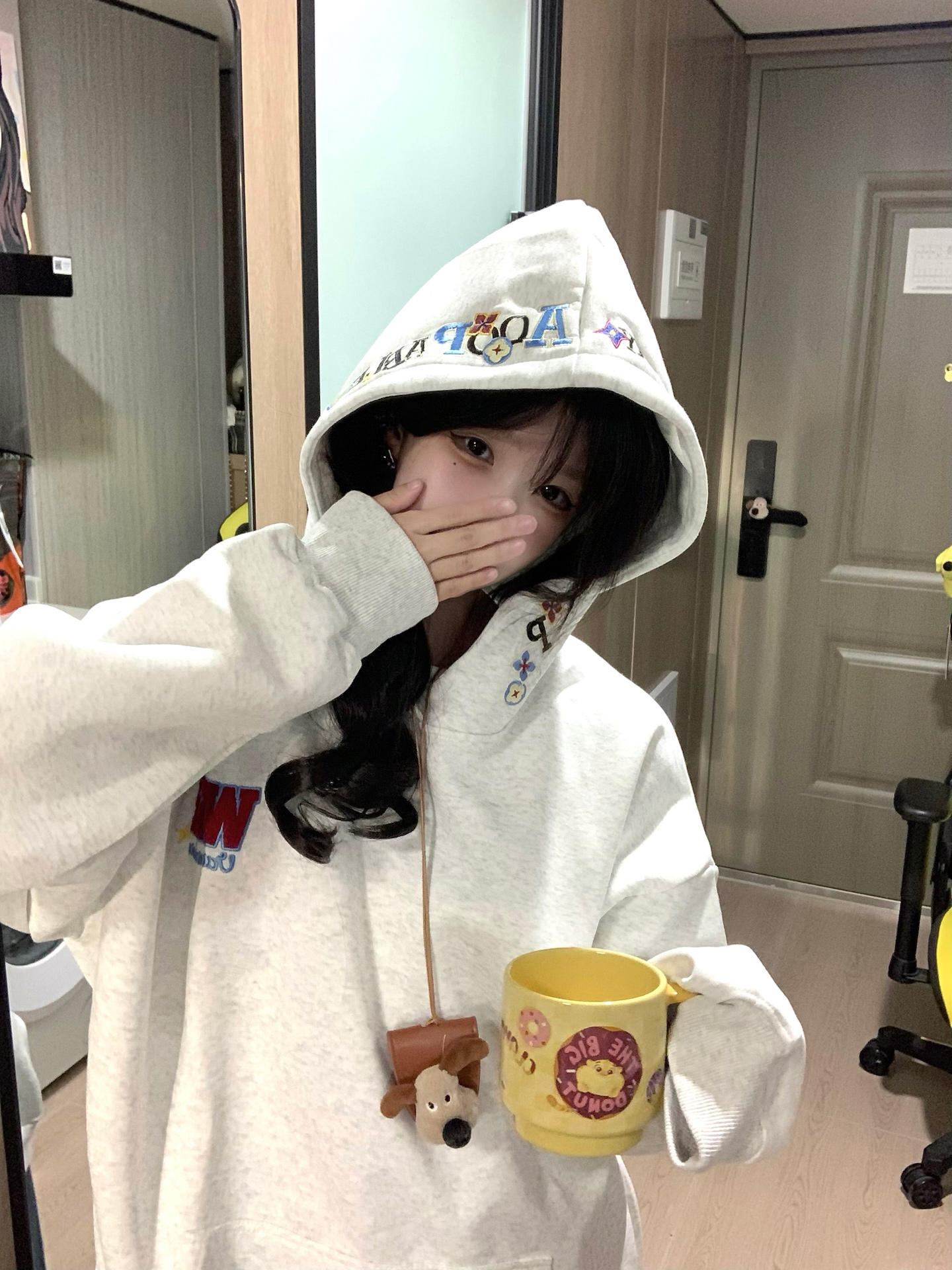 刺绣潮牌连帽卫衣女小个子秋冬美式高街休闲宽松慵懒风外套上衣潮