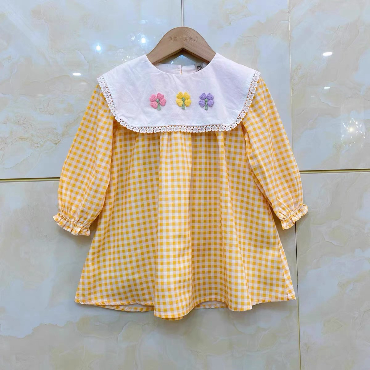 G哆la家100-130春秋 品牌童装折扣/女童纯棉长袖连衣裙10252黄