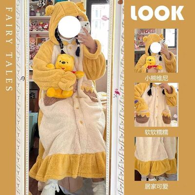 XCMMV卡通珊瑚绒小熊睡衣