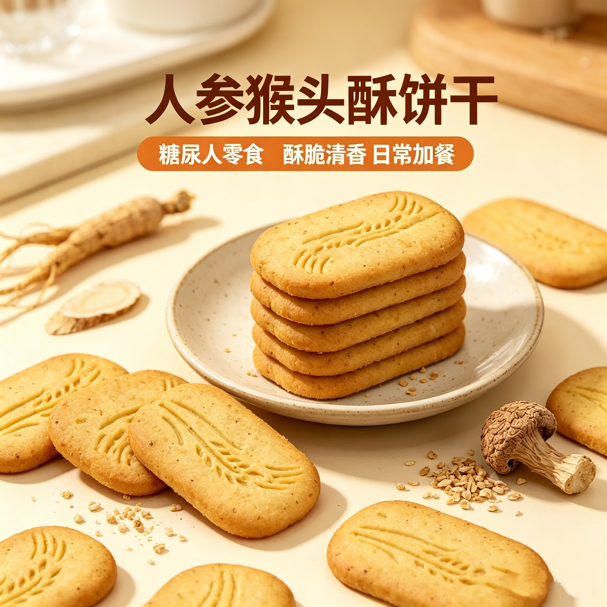 无糖精的零食品小糖人可以吃人参猴头酥饼干中老年人儿童解馋零食