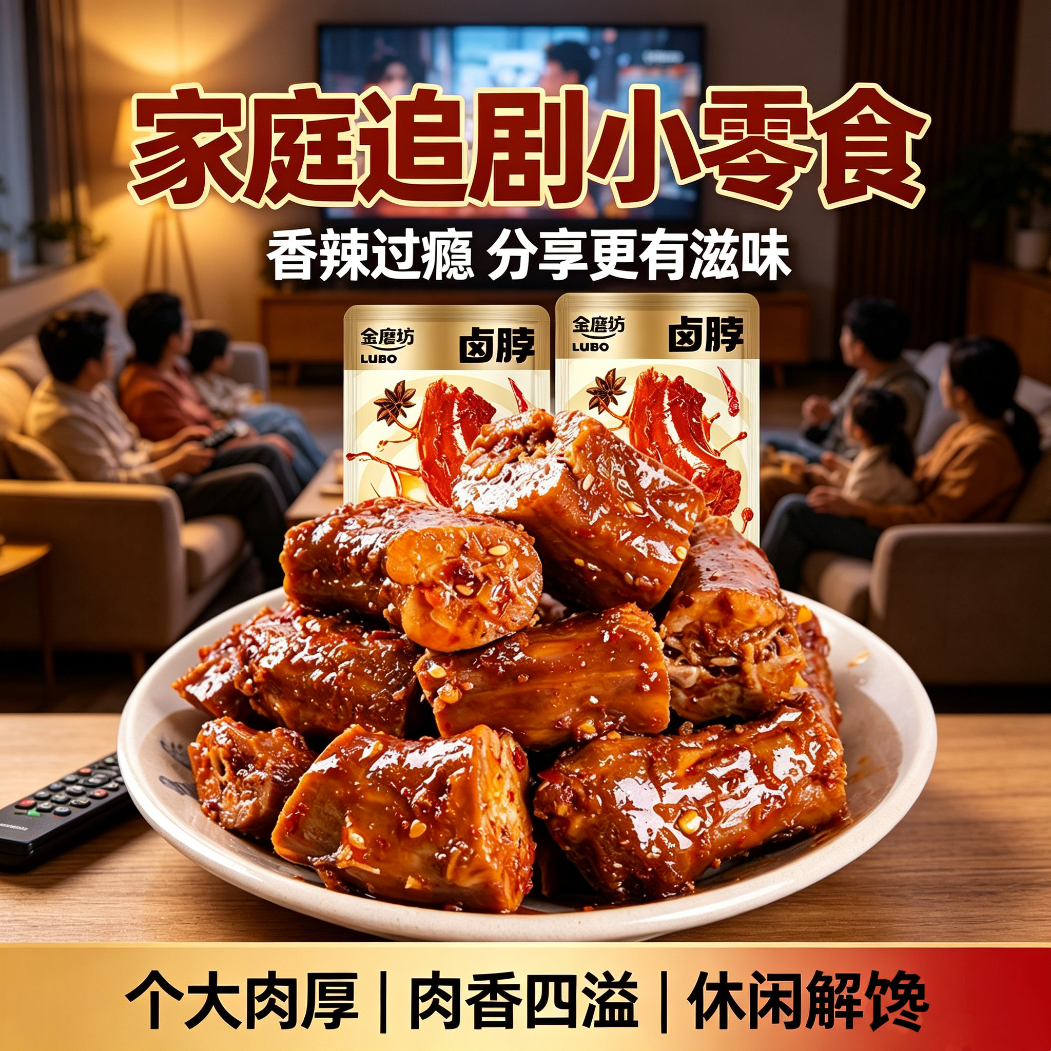 糖尿人专用零食可以吃的无糖精香辣卤脖网红即食追剧解馋休闲小吃