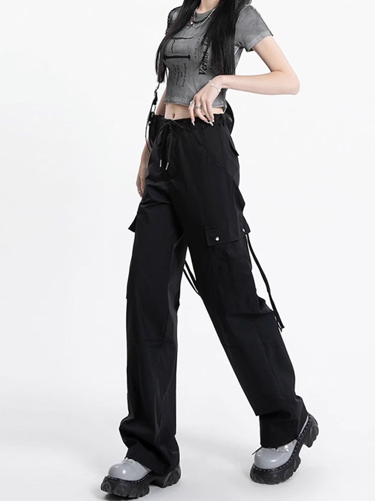 高腰垂感阔腿美式工装裤休闲裤子大码女胖mm显瘦梨型身材微胖穿搭